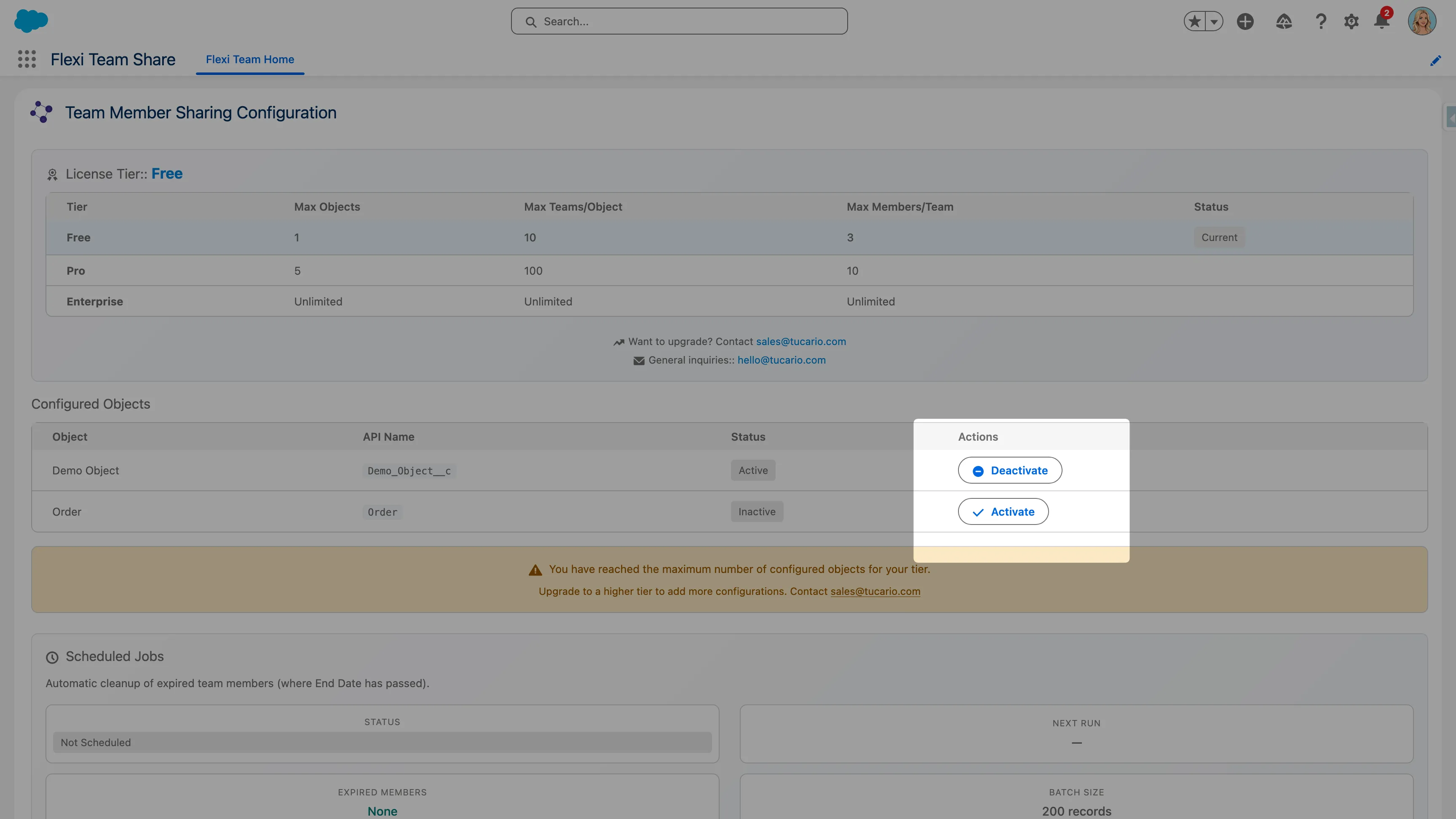 Active/Inactive toggle