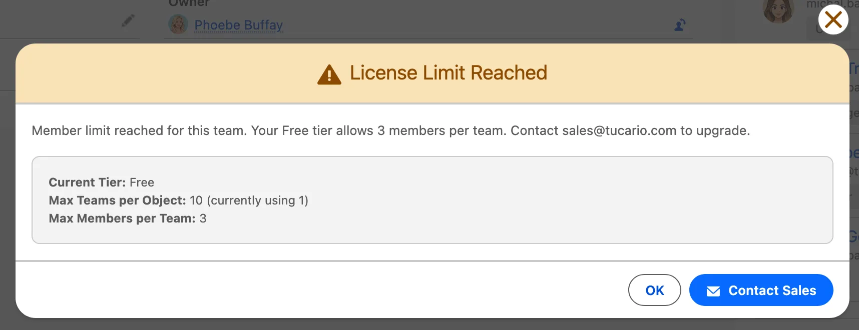 Limit reached warning detail