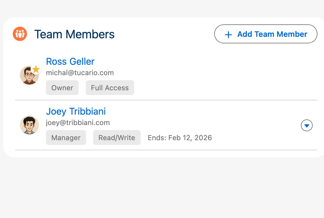 Team member with End Date